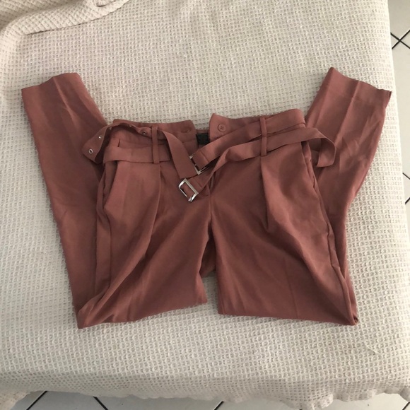 Pink Slack Cropped Pants - Picture 1 of 3